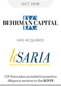 behrman capital acquired ksaria - csp associates provided m&a transaction due diligence services to buyer