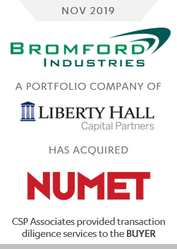 bromford industries acquired numet - csp associates provided m&a transaction advisory