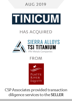 tinicum acquired sierra alloys titanium from plate river equity - csp associates provided m&a transaction due diligence services to seller