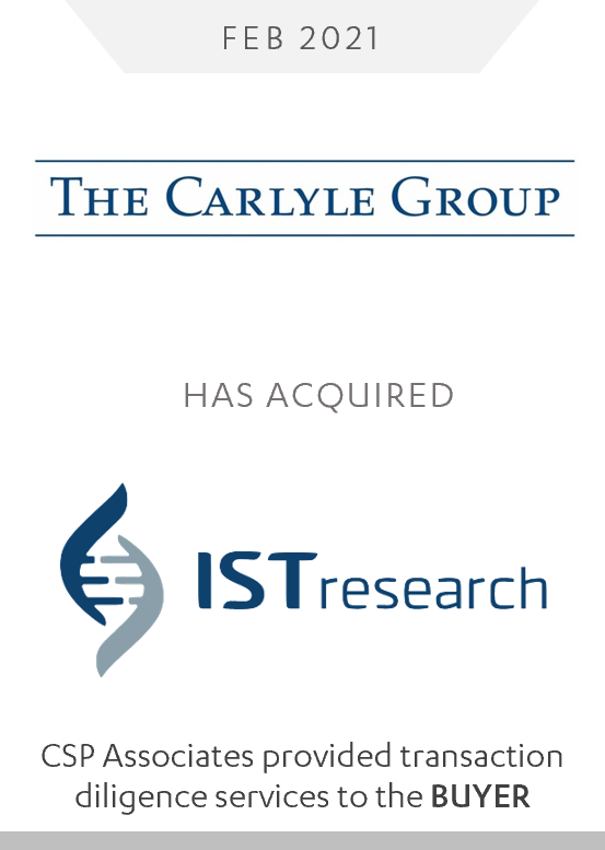 the carlyle group acquired ist research - csp associates provided transaction due diligence services to buyer