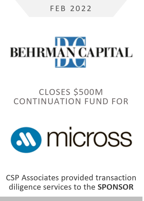 behrman capital closes fund for micross - csp associates provided transaction diligence services to sponsor