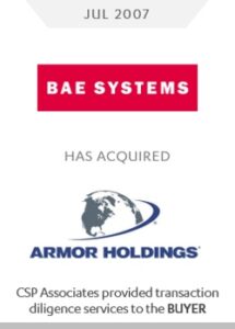 BAE Systems and armor holdings m&a csp provided transaction due diligence to buyer