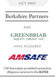 berkshire partners and greenbriar equity group acquisition of amsafe csp provided buy-side transaction due diligence advisory