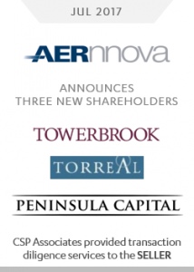aernnova announces three new shareholders towerbrook torreal peninsula capital - csp provided transaction diligence services to sell-side