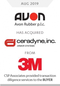 avon rubber acquired ceradyne - csp associates provided transaction diligence services to the buyer