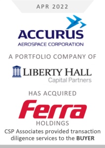 accurus aerospace corporation has acquired ferra holdings csp associated provided transaction diligence services to the buyer