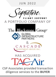 Signature Flight Support CSP Associates provided transaction diligence to the buyer