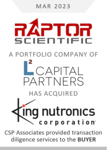 Raptor Scientific acquired King Nutronics Corporation - CSP Associates provided transaction diligence to the buyer