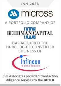 Micross acquired HI-REL DC-DC converter business of Infineon - CSP Associates provided transaction diligence to the buyer