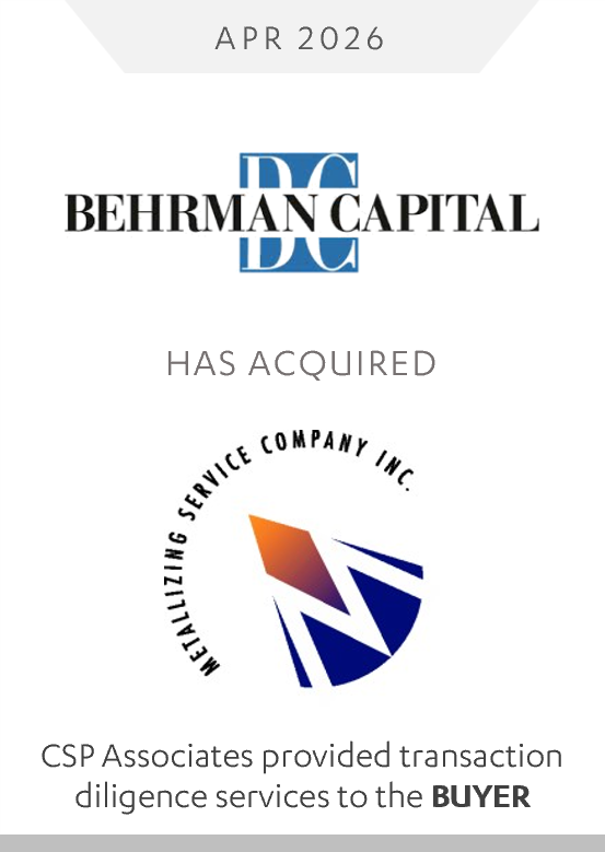 Behrman Capital Acquires Metallizing Service Company